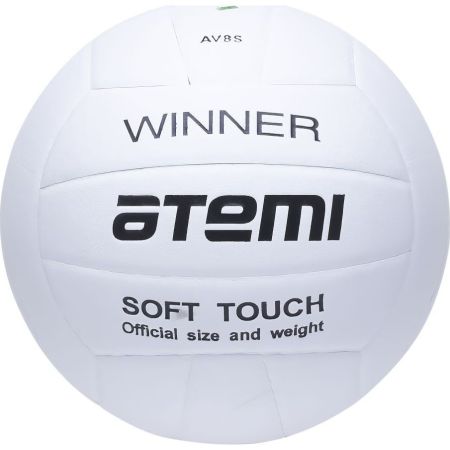 Мяч волейбольный Atemi WINNER, синтетическая кожа PU soft, бел., 18 п, клееный, окруж 65-67