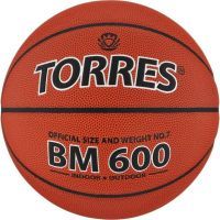 Мяч баскетбольный Torres BM600, B10027, PU, клееный, 8 панелей, размер 7