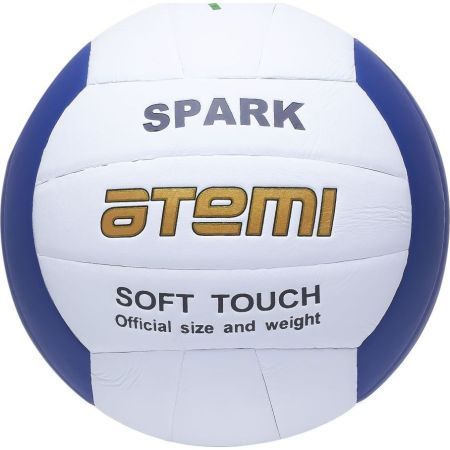 Мяч волейбольный Atemi SPARK, синтетическая кожа Microfiber, бел/син, 18 п, клееный, окруж 65-67