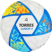 Мяч футб. "TORRES Junior-4" арт.F323804, р.4,.ПУ, 3 сл, 32п, руч.сш, бел-жел-гол