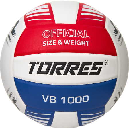 Мяч вол. TORRES VB 1000, V32415, р.5, синт.кожа (микрофибра), клееный, бут.кам, бел-син-красный