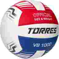 Мяч вол. TORRES VB 1000, V32415, р.5, синт.кожа (микрофибра), клееный, бут.кам, бел-син-красный - Мяч вол. TORRES VB 1000, V32415, р.5, синт.кожа (микрофибра), клееный, бут.кам, бел-син-красный