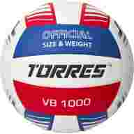 Мяч вол. TORRES VB 1000, V32415, р.5, синт.кожа (микрофибра), клееный, бут.кам, бел-син-красный - Мяч вол. TORRES VB 1000, V32415, р.5, синт.кожа (микрофибра), клееный, бут.кам, бел-син-красный