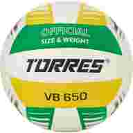 Мяч вол. TORRES VB 650, V32425, р.5, синт.кожа полиуретан, клееный, бут.кам, бел-зелено-желт - Мяч вол. TORRES VB 650, V32425, р.5, синт.кожа полиуретан, клееный, бут.кам, бел-зелено-желт