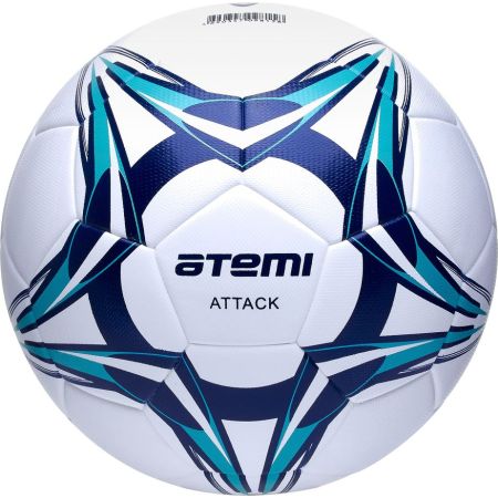 Мяч футбольный Atemi ATTACK PU+EVA, бел/син/гол., р.5, Thermo mould (б/швов), окруж 68-71