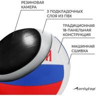 Мяч волейбольный ONLYTOP «Россия», ПВХ, машинная сшивка, 18 панелей, р. 5 - Мяч волейбольный ONLYTOP «Россия», ПВХ, машинная сшивка, 18 панелей, р. 5