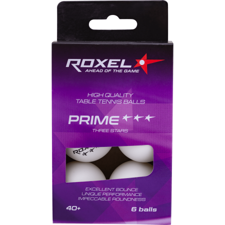 Мяч для настольного тенниса Roxel 3* Prime, белый, 6 шт.