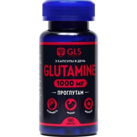 Глютамин «Проглутам» для набора мышечной массы GLS Pharmaceuticals, 90 капсул по 400 мг