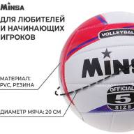 Мяч волейбольный MINSA, ПВХ, машинная сшивка, 18 панелей, размер 5 - Мяч волейбольный MINSA, ПВХ, машинная сшивка, 18 панелей, размер 5