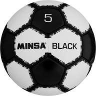 Мяч футбольный MINSA Black, PU, ручная сшивка, 32 панели, р. 5 - Мяч футбольный MINSA Black, PU, ручная сшивка, 32 панели, р. 5