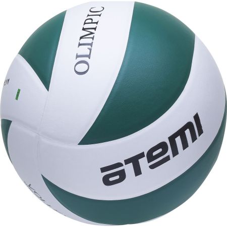 Мяч волейбольный Atemi OLIMPIC, синтетическая кожа PU, зел.-бел. 8 п, клееный, окруж 65-67