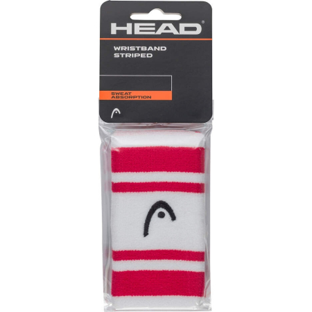 Напульсники HEAD 5" striped, 285874-MAWH, ширина 12,7 см, 90% нейлон,10% эластан,пара,бело-малиновый