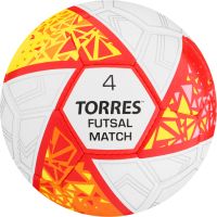 Мяч футзал. TORRES Futsal Match, FS323774, р.4, 32 панели.ПУ, 4 подкл. слоя, бело-крас-жёлт
