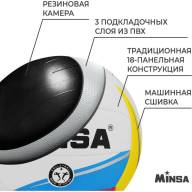 Мяч волейбольный MINSA, ПВХ, машинная сшивка, 18 панелей, р. 5 - Мяч волейбольный MINSA, ПВХ, машинная сшивка, 18 панелей, р. 5