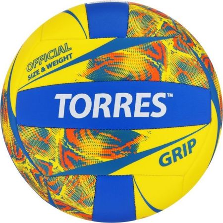 Мяч вол. "TORRES Grip Y" арт.V32185, р.5, синт.кожа (ТПУ), маш. сшивка, бут.камера,желто-син