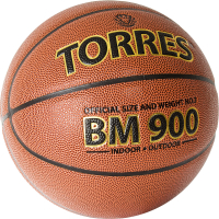 Мяч баск. TORRES BM900, B32037, р.7, ПУ-композит, нейлон.корд, бутил. камера, коричневый