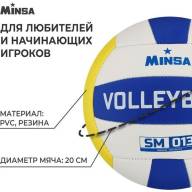 Мяч волейбольный MINSA SM 013, ПВХ, машинная сшивка, 18 панелей, р. 5 - Мяч волейбольный MINSA SM 013, ПВХ, машинная сшивка, 18 панелей, р. 5