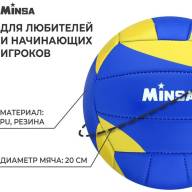 Мяч волейбольный MINSA, PU, машинная сшивка, 18 панелей, р. 5 - Мяч волейбольный MINSA, PU, машинная сшивка, 18 панелей, р. 5