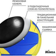 Мяч волейбольный MINSA, PU, машинная сшивка, 18 панелей, р. 5 - Мяч волейбольный MINSA, PU, машинная сшивка, 18 панелей, р. 5